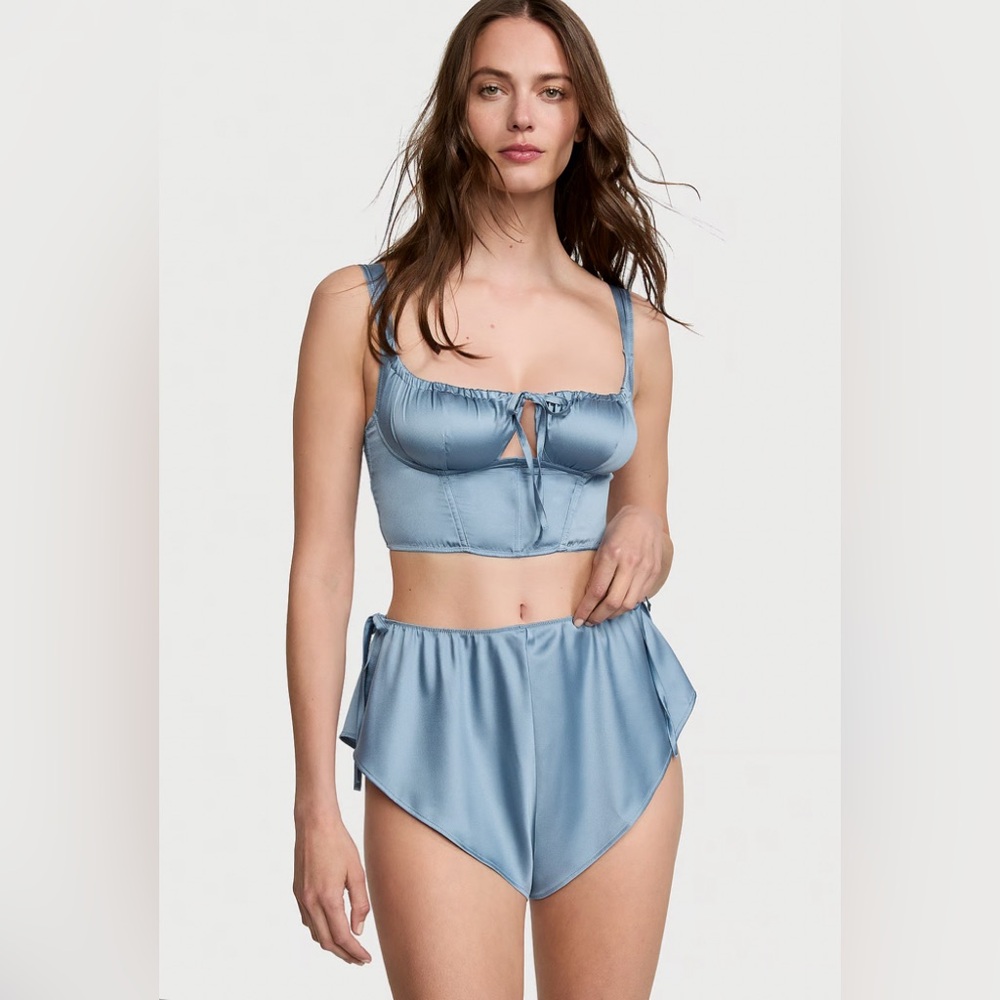 NWT Victoria’s Secret Satin Corset Top & Shorts Set